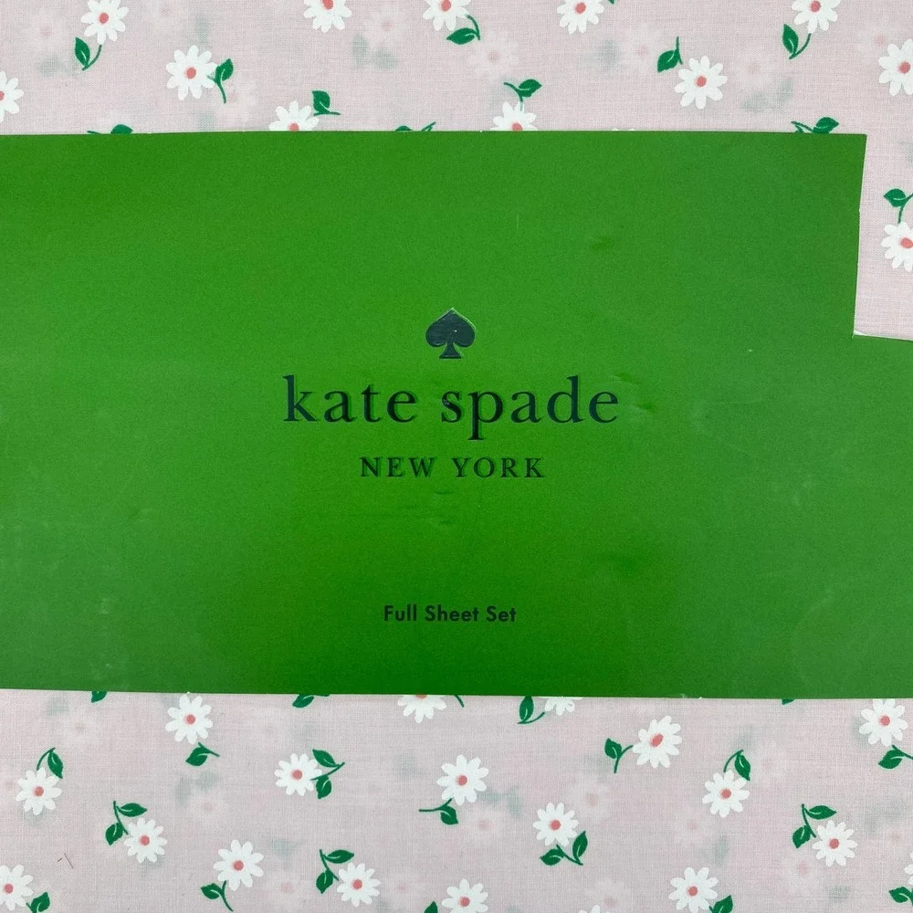 Kate Spade Sheet Set FULL Pink Daisy Floral 100% Cotton Percale Cottagecore